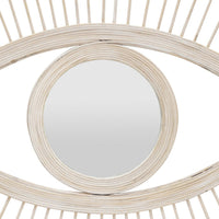 Ruhy Decorative Wall-Mounted Mirror with Eye-Shape Design, White Wood-BM353468