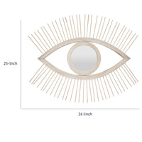 Ruhy Decorative Wall-Mounted Mirror with Eye-Shape Design, White Wood-BM353468