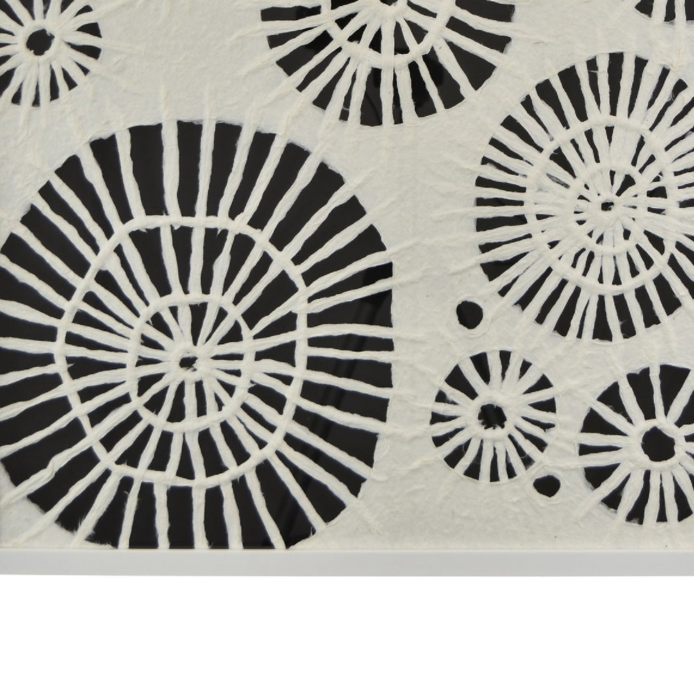 Wren Wall Art with Abstract Patterns, White Frame, Natural Fiber 32 Inch-BM353469