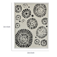 Wren Wall Art with Abstract Patterns, White Frame, Natural Fiber 32 Inch-BM353469