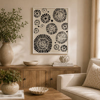 Wren Wall Art with Abstract Patterns, White Frame, Natural Fiber 32 Inch-BM353469