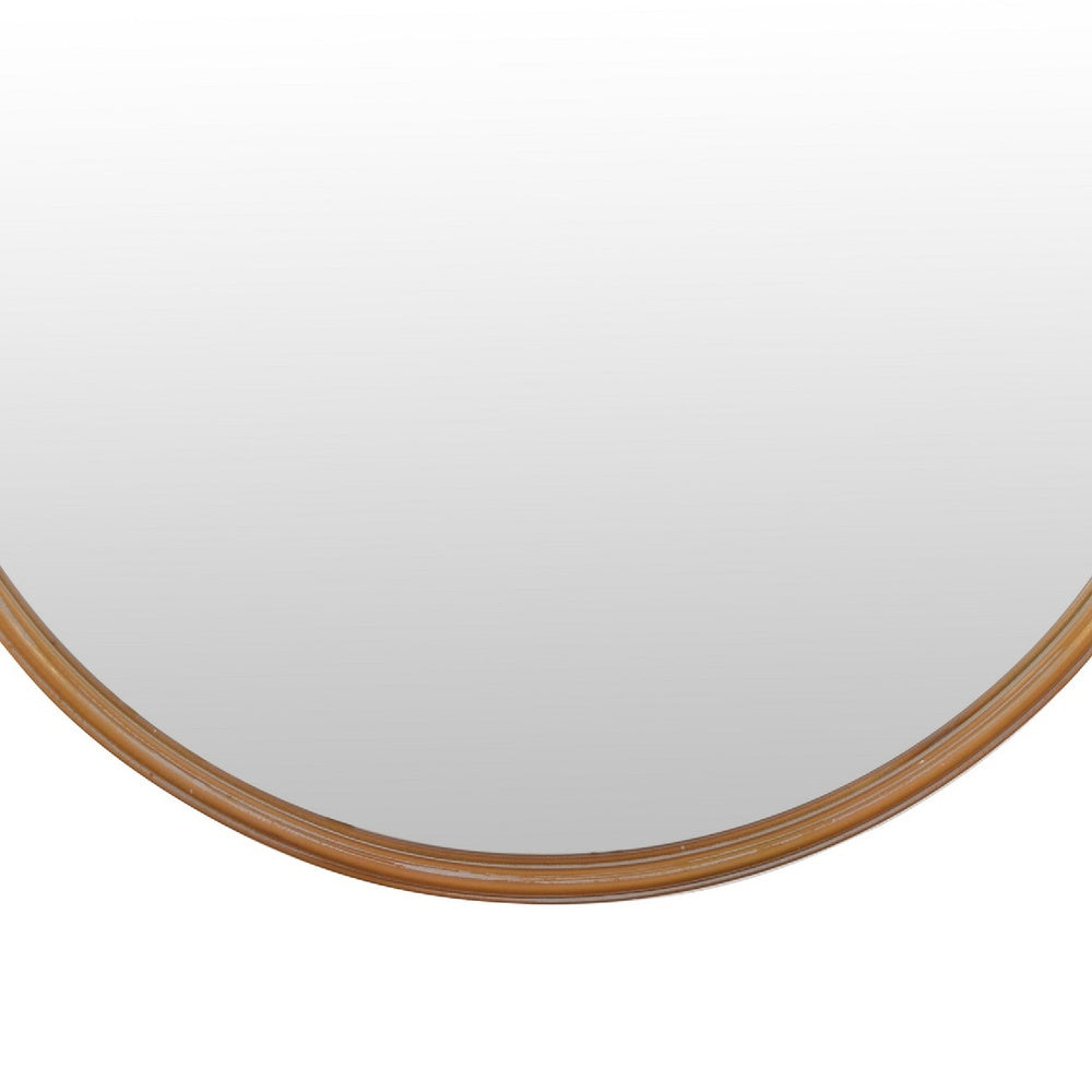 Drek Traditional Round Wall Mirror with Ornate Crest Top, Gold Metal 24x27-BM353470