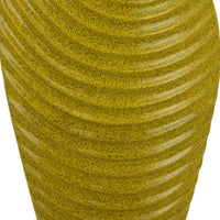 Kathy Decorative Vase with Sculpted Curved Rim, Yellow Ribbed Ceramic 20 Inch-BM353471