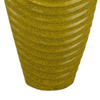 Kathy Decorative Vase with Sculpted Curved Rim, Yellow Ribbed Ceramic 20 Inch-BM353471