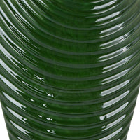 Kathy Decorative Vase with Sculpted Curved Rim, Green Ribbed Ceramic 20 Inch-BM353472