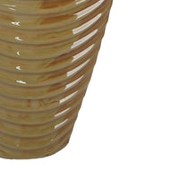 Kathy Decorative Vase with Sculpted Curved Rim, Brown Ribbed Ceramic 20 Inch-BM353473