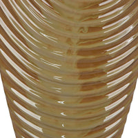 Kathy Decorative Vase with Sculpted Curved Rim, Brown Ribbed Ceramic 20 Inch-BM353473