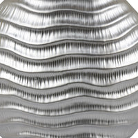 Tyler Round Vase with Textured Wave Pattern Design, Silver Ceramic 14 Inch-BM353474
