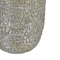 Jenna Decorative Vase with Brick-Like Patterns, Silver Textured Resin-BM353475