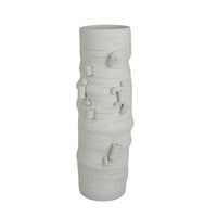 Moona Modern Vase with Sculpted Raised Details, White Textured Ceramic-BM353476