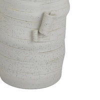 Moona Modern Vase with Sculpted Raised Details, White Textured Ceramic-BM353476