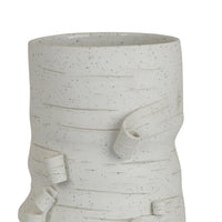 Moona Modern Vase with Sculpted Raised Details, White Textured Ceramic-BM353476
