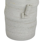 Moona Modern Vase with Sculpted Raised Details, White Textured Ceramic-BM353476