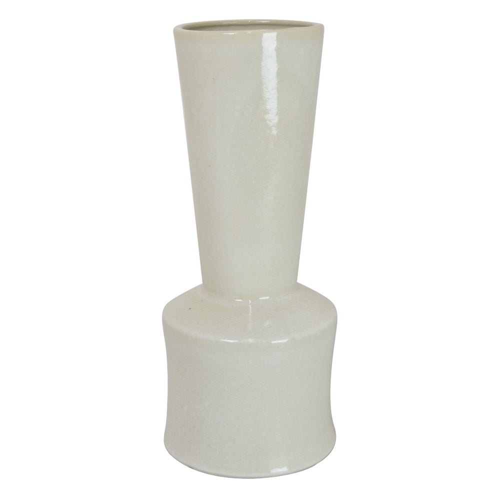 Ginny Decorative Vase with Slender Neck, Glossy White Ceramic 16 Inch-BM353477