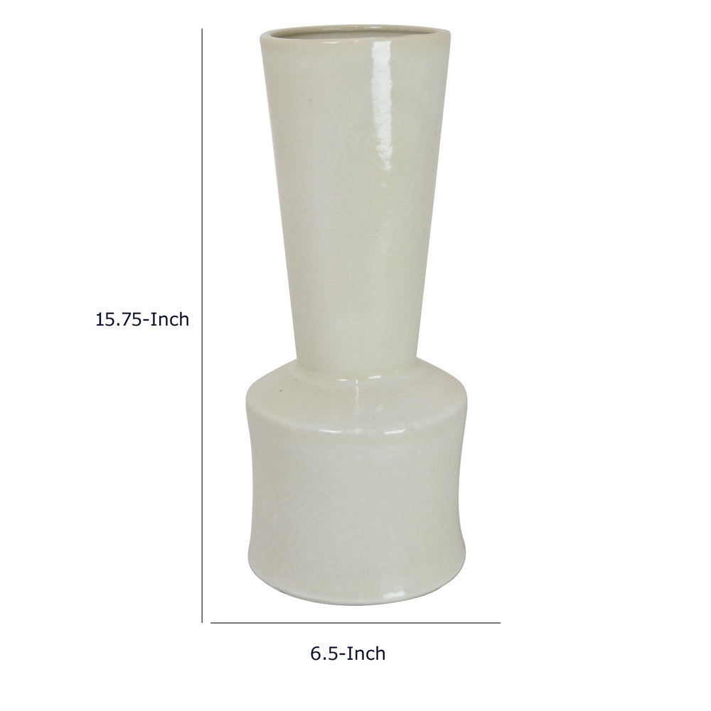Ginny Decorative Vase with Slender Neck, Glossy White Ceramic 16 Inch-BM353477