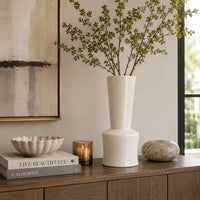Ginny Decorative Vase with Slender Neck, Glossy White Ceramic 16 Inch-BM353477