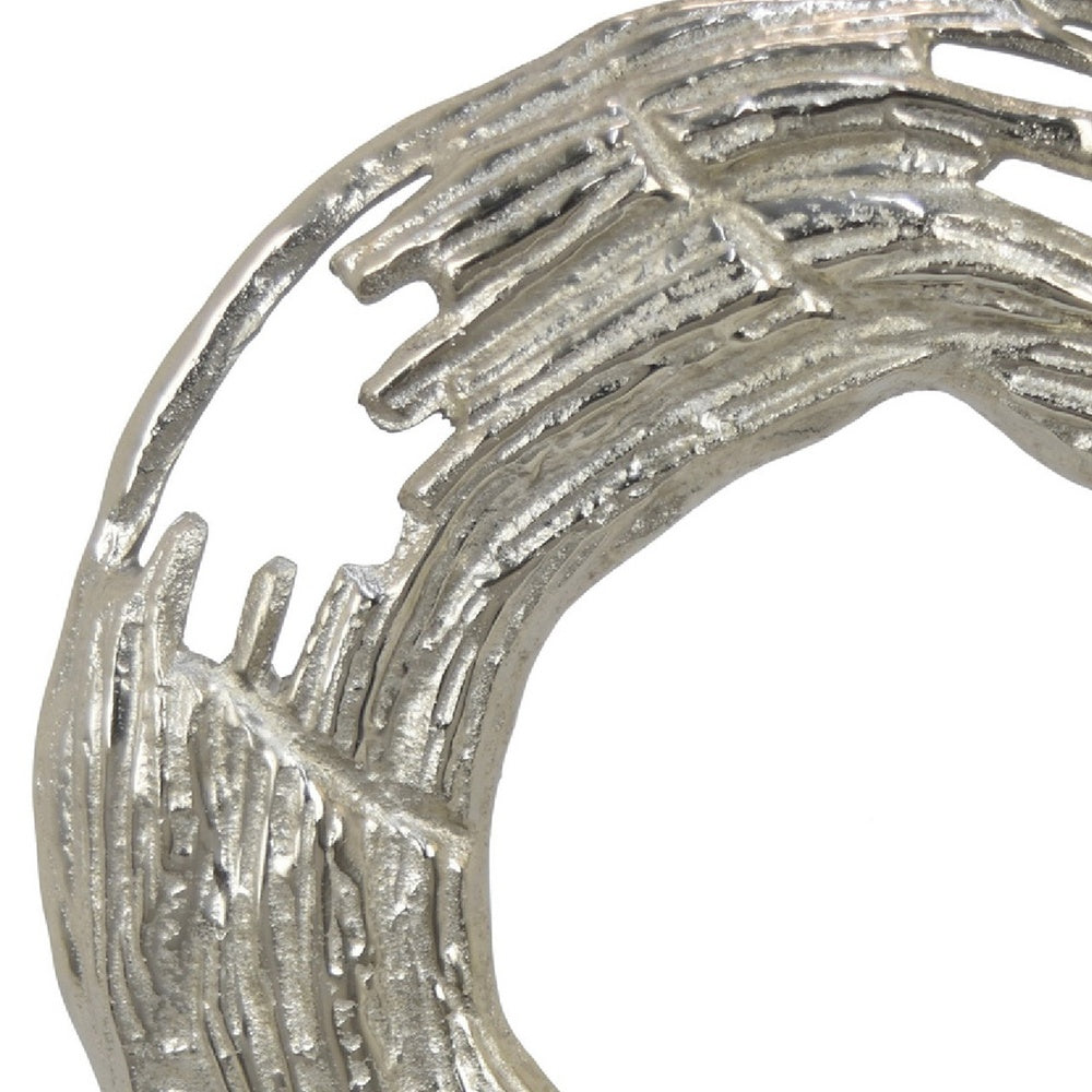 Steve Abstract Ring Sculpture with Black Pedestal Stand, Textured Silver-BM353478