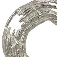 Steve Abstract Ring Sculpture with Black Pedestal Stand, Textured Silver-BM353478