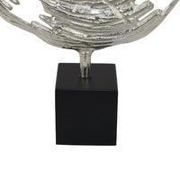 Steve Abstract Ring Sculpture with Black Pedestal Stand, Textured Silver-BM353478