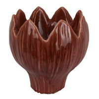 Siena Decorative Planter with Petal Edge Design, Red Ceramic 10 Inch-BM353479