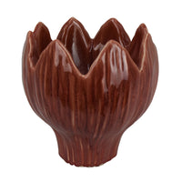 Siena Decorative Planter with Petal Edge Design, Red Ceramic 10 Inch-BM353479