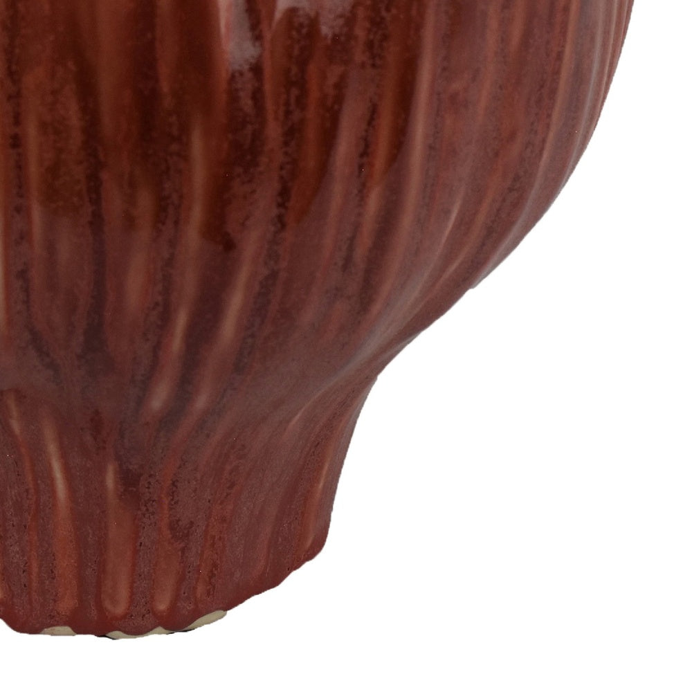 Siena Decorative Planter with Petal Edge Design, Red Ceramic 10 Inch-BM353479