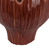 Siena Decorative Planter with Petal Edge Design, Red Ceramic 10 Inch-BM353479