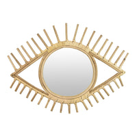 Greta Eye-Shaped Wall-Mounted Mirror, Sunburst Frame, Natural Fiber-BM353480