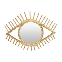 Greta Eye-Shaped Wall-Mounted Mirror, Sunburst Frame, Natural Fiber-BM353480