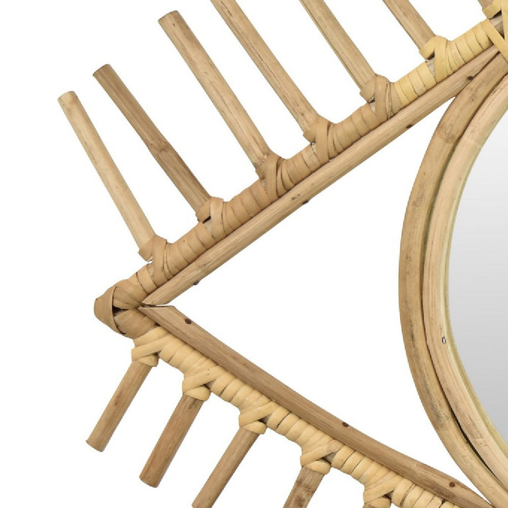 Greta Eye-Shaped Wall-Mounted Mirror, Sunburst Frame, Natural Fiber-BM353480