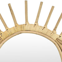 Greta Eye-Shaped Wall-Mounted Mirror, Sunburst Frame, Natural Fiber-BM353480