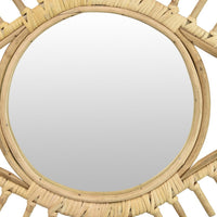 Greta Eye-Shaped Wall-Mounted Mirror, Sunburst Frame, Natural Fiber-BM353480