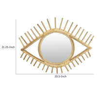 Greta Eye-Shaped Wall-Mounted Mirror, Sunburst Frame, Natural Fiber-BM353480