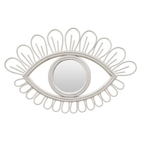 Davie Eye-Shaped Wall Mirror with Loop Details, White Natural Fiber-BM353481
