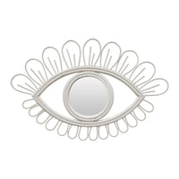 Davie Eye-Shaped Wall Mirror with Loop Details, White Natural Fiber-BM353481
