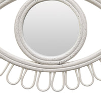 Davie Eye-Shaped Wall Mirror with Loop Details, White Natural Fiber-BM353481