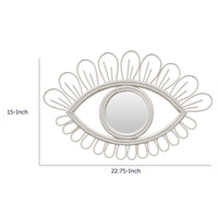 Davie Eye-Shaped Wall Mirror with Loop Details, White Natural Fiber-BM353481