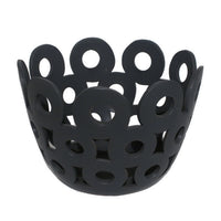 Laura Round Bowl with Circular Cutout Patterns, Black Ceramic 11 Inch-BM353482
