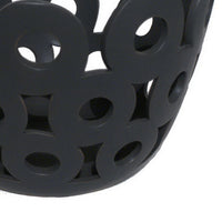 Laura Round Bowl with Circular Cutout Patterns, Black Ceramic 11 Inch-BM353482