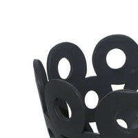 Laura Round Bowl with Circular Cutout Patterns, Black Ceramic 11 Inch-BM353482