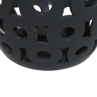 Laura Round Bowl with Circular Cutout Patterns, Black Ceramic 11 Inch-BM353482