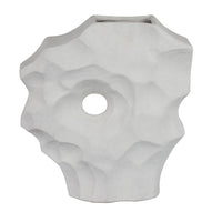 Joel Abstract Sculpted Vase with Textured Organic Form, White Ceramic 15 Inch-BM353483