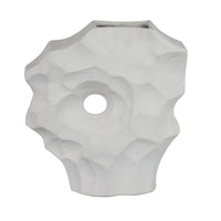 Joel Abstract Sculpted Vase with Textured Organic Form, White Ceramic 15 Inch-BM353483