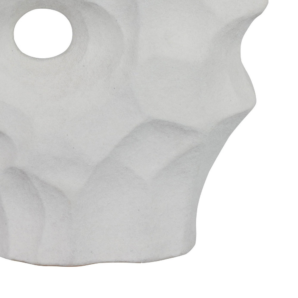 Joel Abstract Sculpted Vase with Textured Organic Form, White Ceramic 15 Inch-BM353483