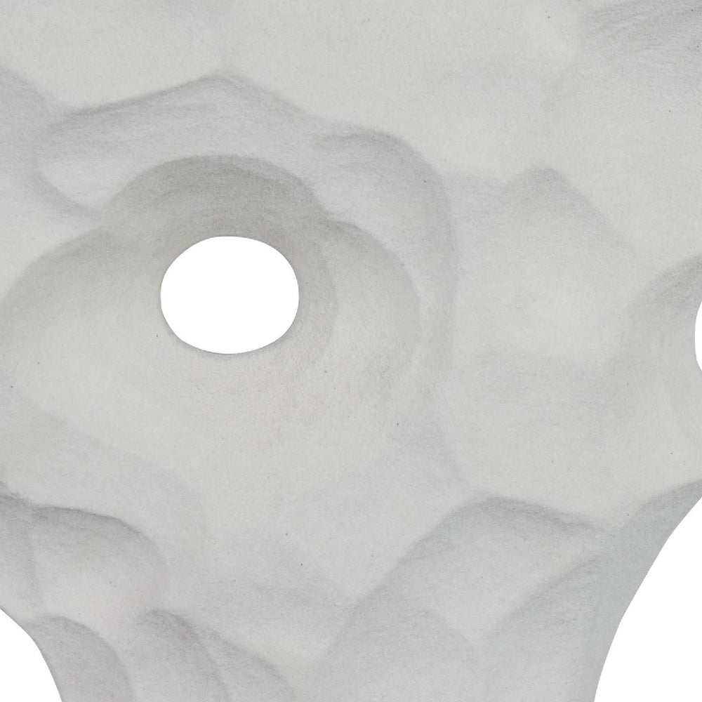 Joel Abstract Sculpted Vase with Textured Organic Form, White Ceramic 15 Inch-BM353483