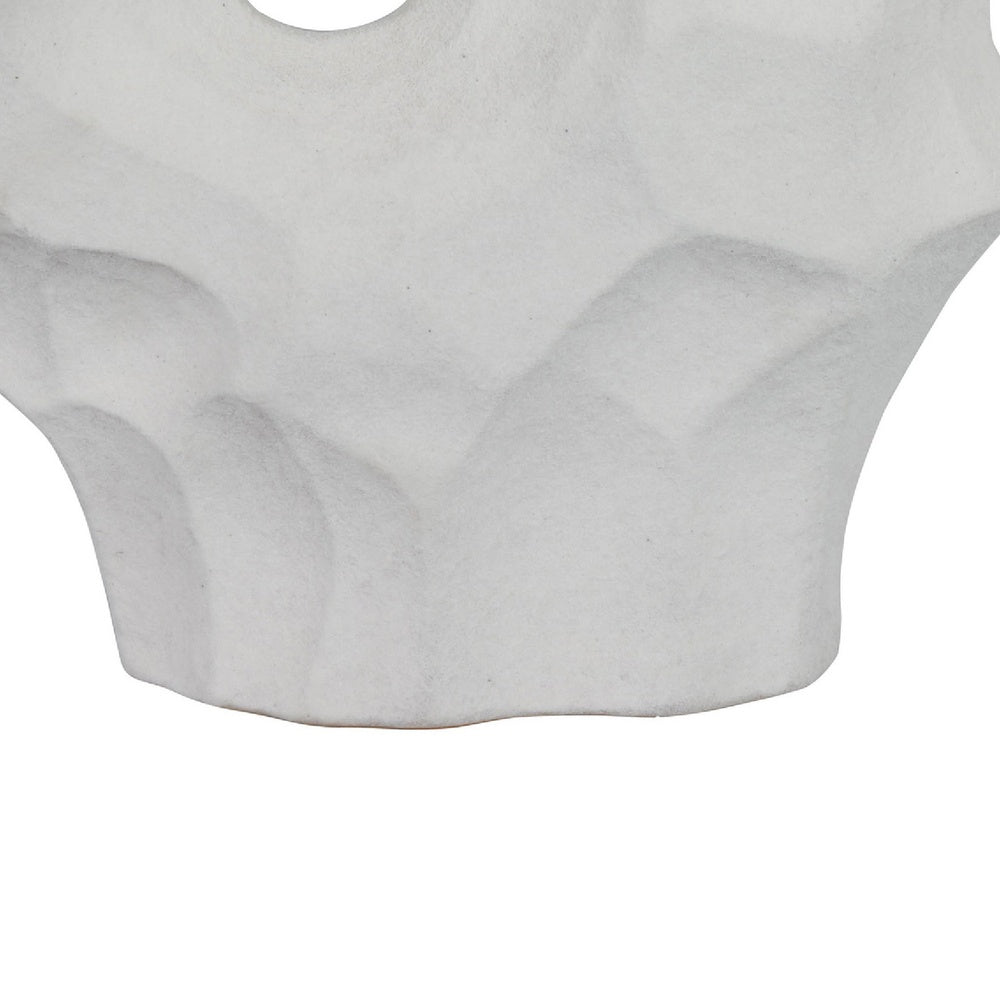 Joel Abstract Sculpted Vase with Textured Organic Form, White Ceramic 15 Inch-BM353483