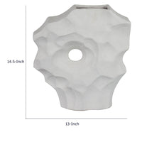 Joel Abstract Sculpted Vase with Textured Organic Form, White Ceramic 15 Inch-BM353483