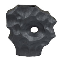 Joel Abstract Sculpted Vase with Textured Organic Form, Black Ceramic 15 Inch-BM353484