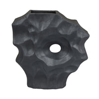 Joel Abstract Sculpted Vase with Textured Organic Form, Black Ceramic 15 Inch-BM353484