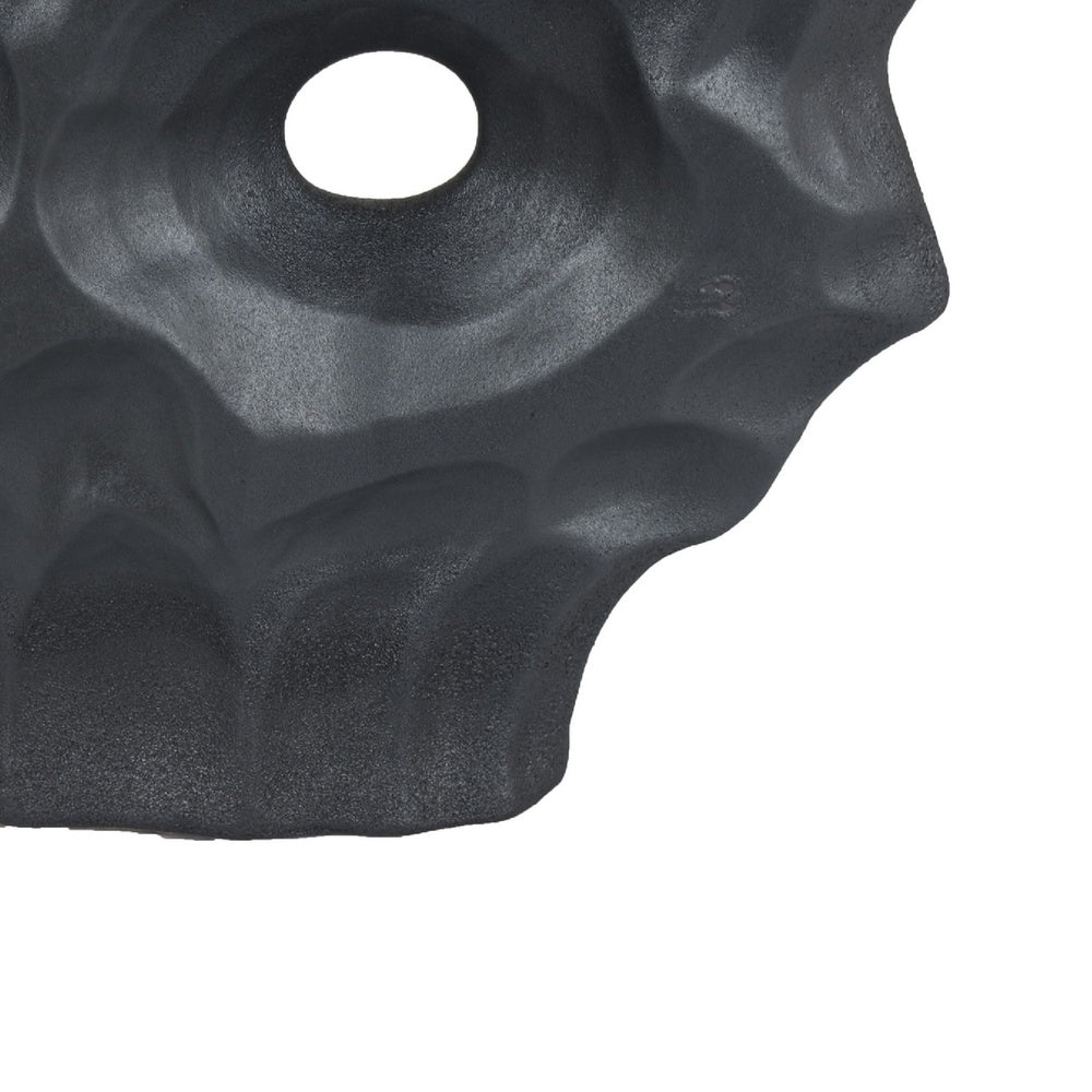 Joel Abstract Sculpted Vase with Textured Organic Form, Black Ceramic 15 Inch-BM353484